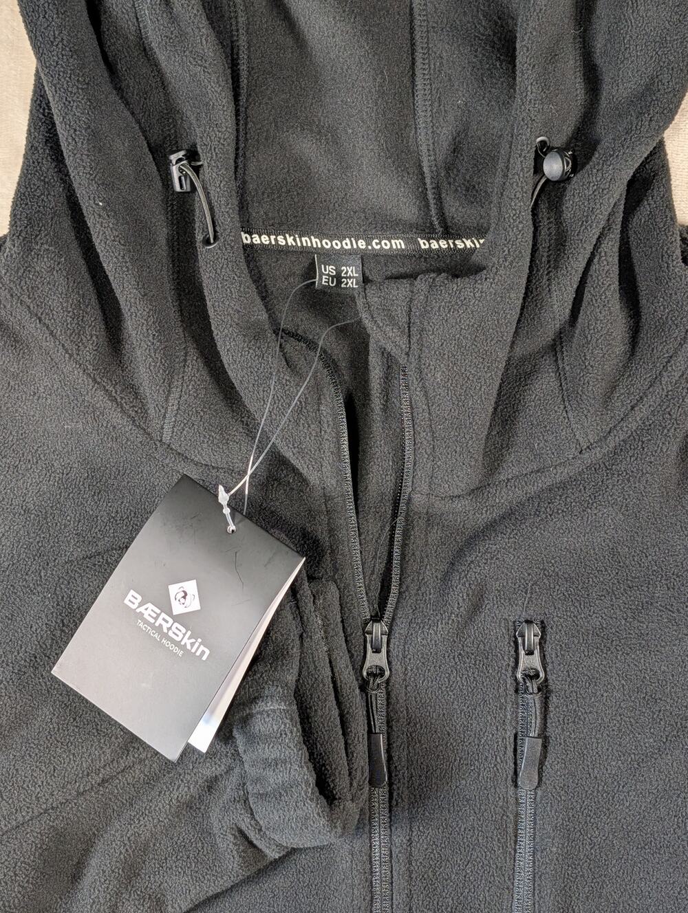 Baerskin Mens 2XL Black Tactical Fleece Hoodie Full Zip Multi Pocket Jacket